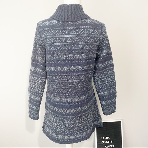 Woolrich blue toggle sweater cardigan lambs wool warm size medium - Picture 3 of 7